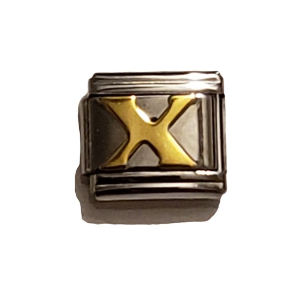 Italian Charm Bracelet Alphabet Letter Link - LETTER "X" - Picture 1 of 1
